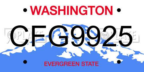 CFG9925 Washington License Plate