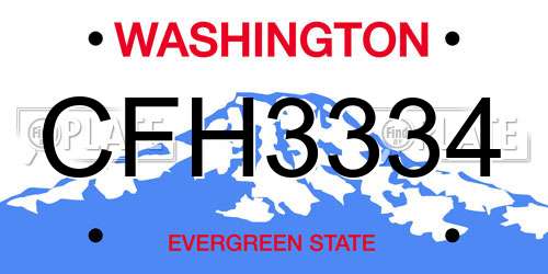 CFH3334 Washington License Plate