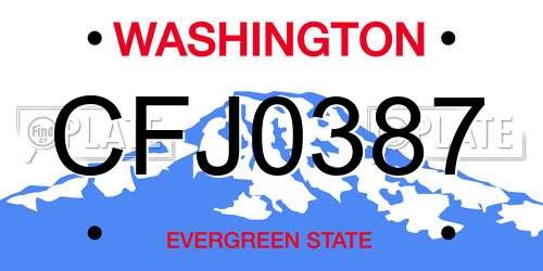 CFJ0387 Washington License Plate
