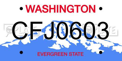 CFJ0603 Washington License Plate