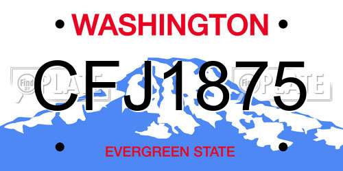 CFJ1875 Washington License Plate