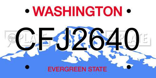 CFJ2640 Washington License Plate