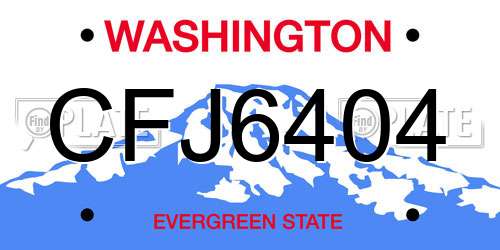 CFJ6404 Washington License Plate