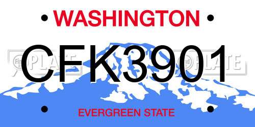 CFK3901 Washington License Plate