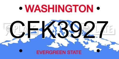 CFK3927 Washington License Plate