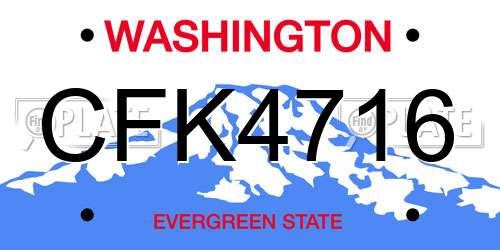 CFK4716 Washington License Plate