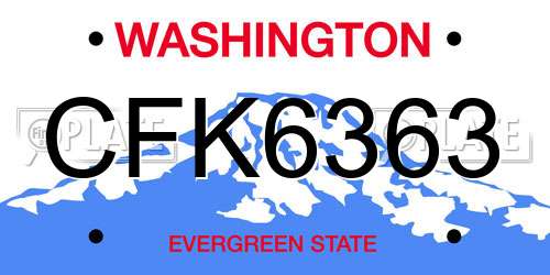CFK6363 Washington License Plate