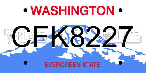 CFK8227 Washington License Plate
