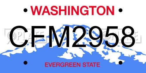 CFM2958 Washington License Plate