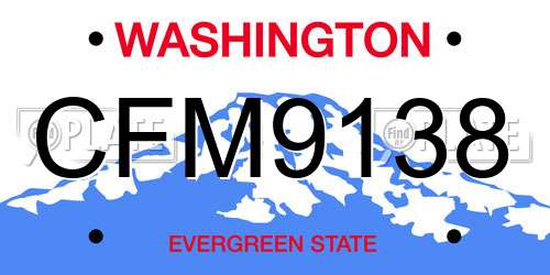 CFM9138 Washington License Plate