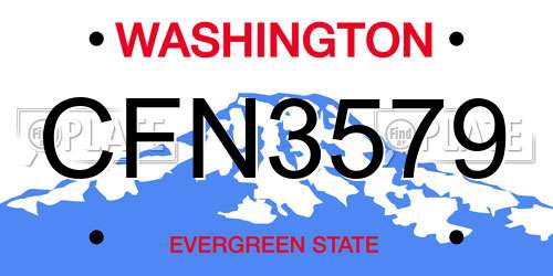 CFN3579 Washington License Plate