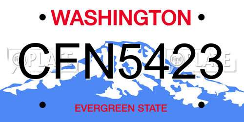 CFN5423 Washington License Plate