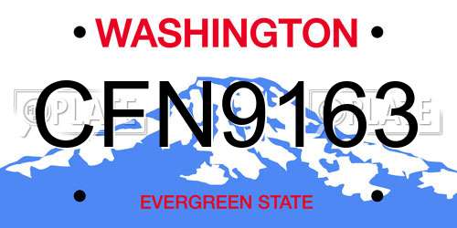 CFN9163 Washington License Plate