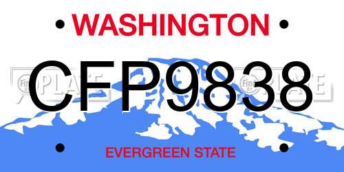 CFP9838 Washington License Plate