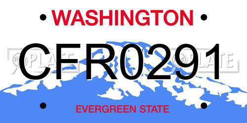 CFR0291 Washington License Plate