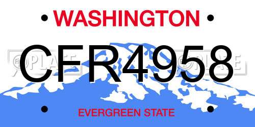 CFR4958 Washington License Plate