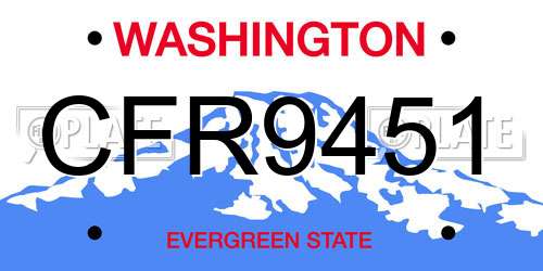 CFR9451 Washington License Plate