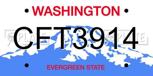 CFT3914 Washington License Plate