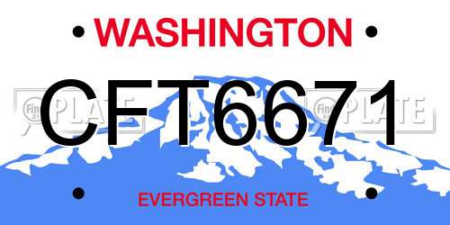 CFT6671 Washington License Plate