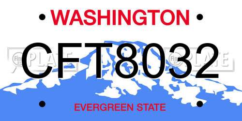 CFT8032 Washington License Plate
