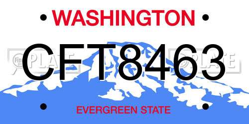 CFT8463 Washington License Plate