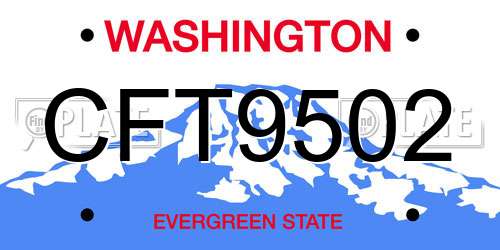 CFT9502 Washington License Plate