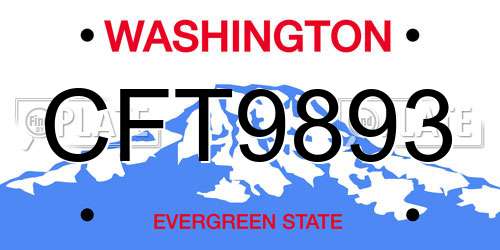 CFT9893 Washington License Plate