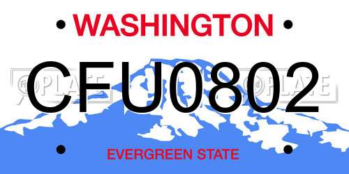 CFU0802 Washington License Plate