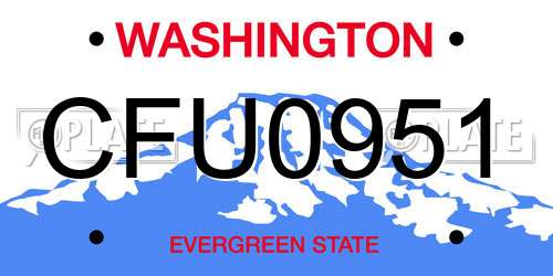 CFU0951 Washington License Plate