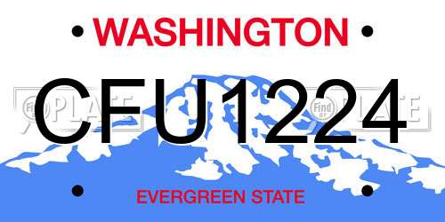 CFU1224 Washington License Plate