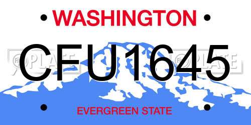 CFU1645 Washington License Plate