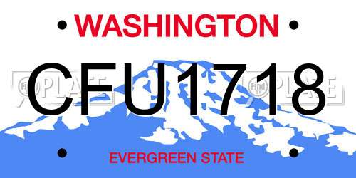 CFU1718 Washington License Plate