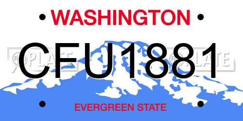 CFU1881 Washington License Plate