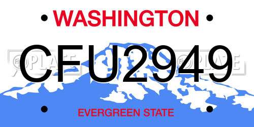 CFU2949 Washington License Plate