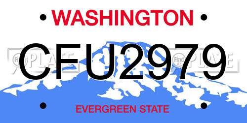 CFU2979 Washington License Plate
