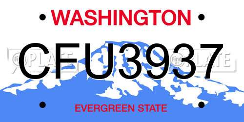 CFU3937 Washington License Plate