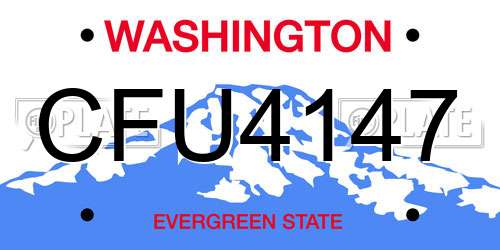 CFU4147 Washington License Plate