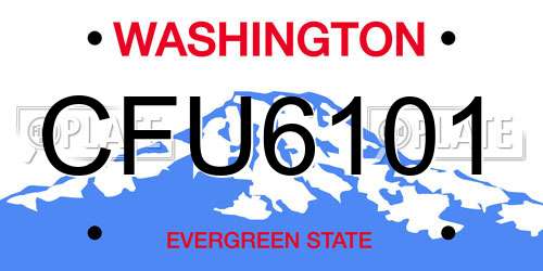 CFU6101 Washington License Plate