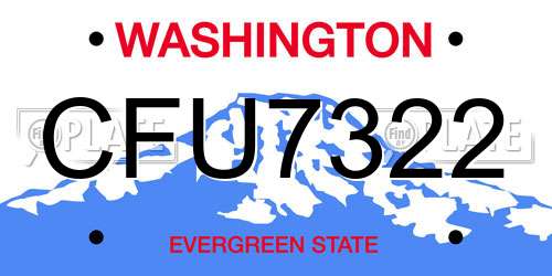 CFU7322 Washington License Plate