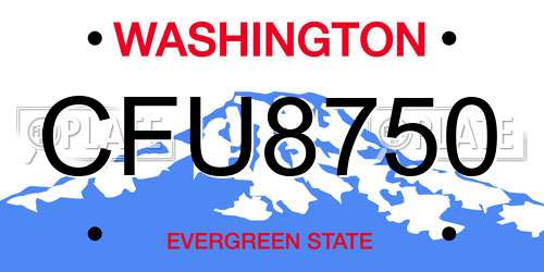 CFU8750 Washington License Plate