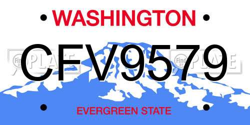 CFV9579 Washington License Plate