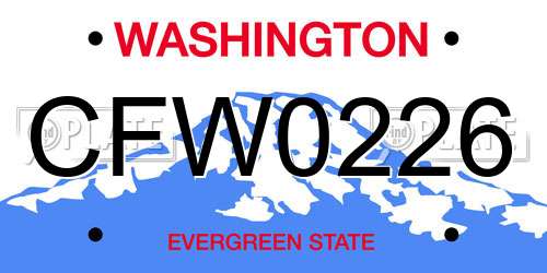 CFW0226 Washington License Plate