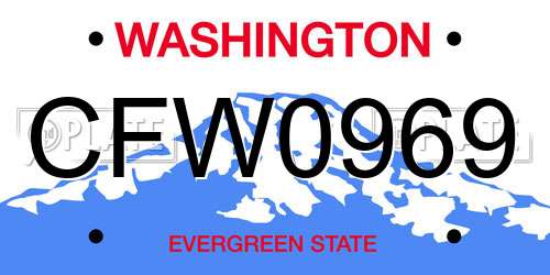 CFW0969 Washington License Plate