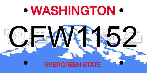 CFW1152 Washington License Plate
