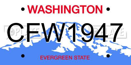 CFW1947 Washington License Plate