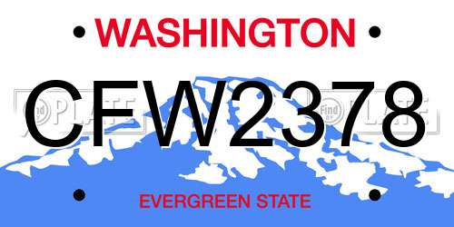 CFW2378 Washington License Plate