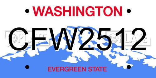 CFW2512 Washington License Plate