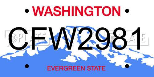 CFW2981 Washington License Plate