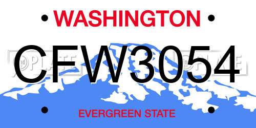 CFW3054 Washington License Plate
