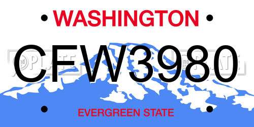 CFW3980 Washington License Plate